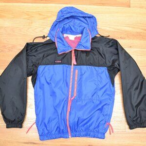 Columbia Sportwear Mens S Hooded Windbreaker Colorblock Radial Sleeve 1990s